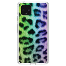 DistinctInk® Clear Shockproof Hybrid Case for Apple iPhone / Samsung Galaxy / Google Pixel - Rainbow Leopard Cheetah Fur Print