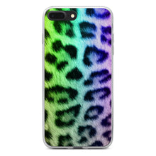 DistinctInk® Clear Shockproof Hybrid Case for Apple iPhone / Samsung Galaxy / Google Pixel - Rainbow Leopard Cheetah Fur Print