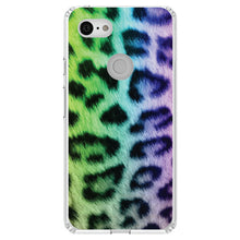 DistinctInk® Clear Shockproof Hybrid Case for Apple iPhone / Samsung Galaxy / Google Pixel - Rainbow Leopard Cheetah Fur Print