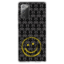 DistinctInk® Clear Shockproof Hybrid Case for Apple iPhone / Samsung Galaxy / Google Pixel - Yellow Smiley Face Black Grey Damask