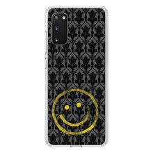 DistinctInk® Clear Shockproof Hybrid Case for Apple iPhone / Samsung Galaxy / Google Pixel - Yellow Smiley Face Black Grey Damask