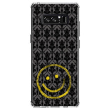 DistinctInk® Clear Shockproof Hybrid Case for Apple iPhone / Samsung Galaxy / Google Pixel - Yellow Smiley Face Black Grey Damask