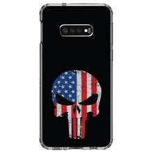 DistinctInk® Clear Shockproof Hybrid Case for Apple iPhone / Samsung Galaxy / Google Pixel - US Flag Skull Red White & Blue