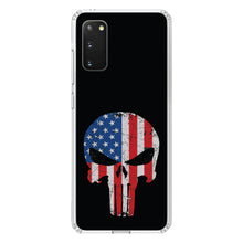 DistinctInk® Clear Shockproof Hybrid Case for Apple iPhone / Samsung Galaxy / Google Pixel - US Flag Skull Red White & Blue