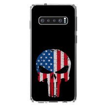 DistinctInk® Clear Shockproof Hybrid Case for Apple iPhone / Samsung Galaxy / Google Pixel - US Flag Skull Red White & Blue