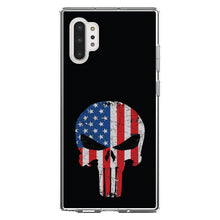 DistinctInk® Clear Shockproof Hybrid Case for Apple iPhone / Samsung Galaxy / Google Pixel - US Flag Skull Red White & Blue