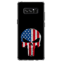 DistinctInk® Clear Shockproof Hybrid Case for Apple iPhone / Samsung Galaxy / Google Pixel - US Flag Skull Red White & Blue