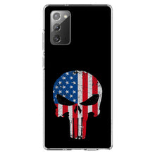 DistinctInk® Clear Shockproof Hybrid Case for Apple iPhone / Samsung Galaxy / Google Pixel - US Flag Skull Red White & Blue