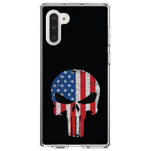 DistinctInk® Clear Shockproof Hybrid Case for Apple iPhone / Samsung Galaxy / Google Pixel - US Flag Skull Red White & Blue