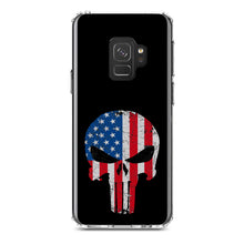 DistinctInk® Clear Shockproof Hybrid Case for Apple iPhone / Samsung Galaxy / Google Pixel - US Flag Skull Red White & Blue