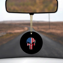 US Flag Skull Red White & Blue Ceramic Ornament