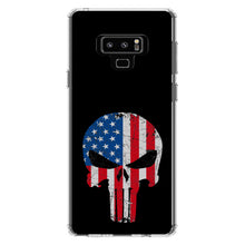 DistinctInk® Clear Shockproof Hybrid Case for Apple iPhone / Samsung Galaxy / Google Pixel - US Flag Skull Red White & Blue