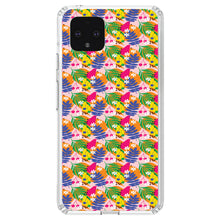DistinctInk® Clear Shockproof Hybrid Case for Apple iPhone / Samsung Galaxy / Google Pixel - Summer Vibes Floral Pattern Blue Orange Pink