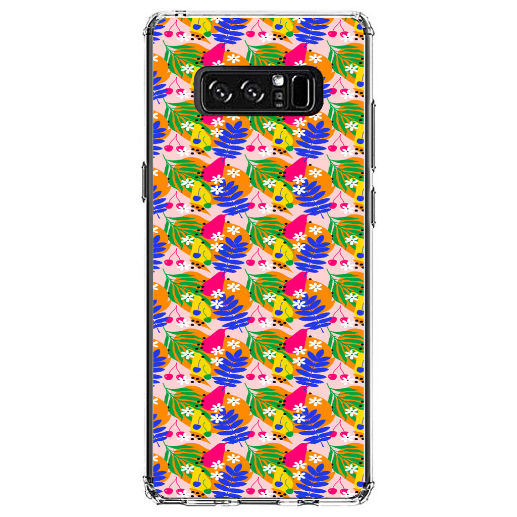 Summer Vibes Floral Pattern Blue Orange Pink Clear Shockproof iPhone Case, view 12