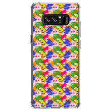 DistinctInk® Clear Shockproof Hybrid Case for Apple iPhone / Samsung Galaxy / Google Pixel - Summer Vibes Floral Pattern Blue Orange Pink