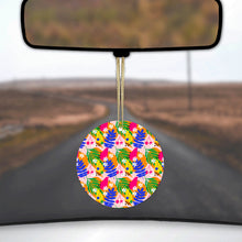 Summer Vibes Floral Pattern Blue Orange Pink Ceramic Ornament