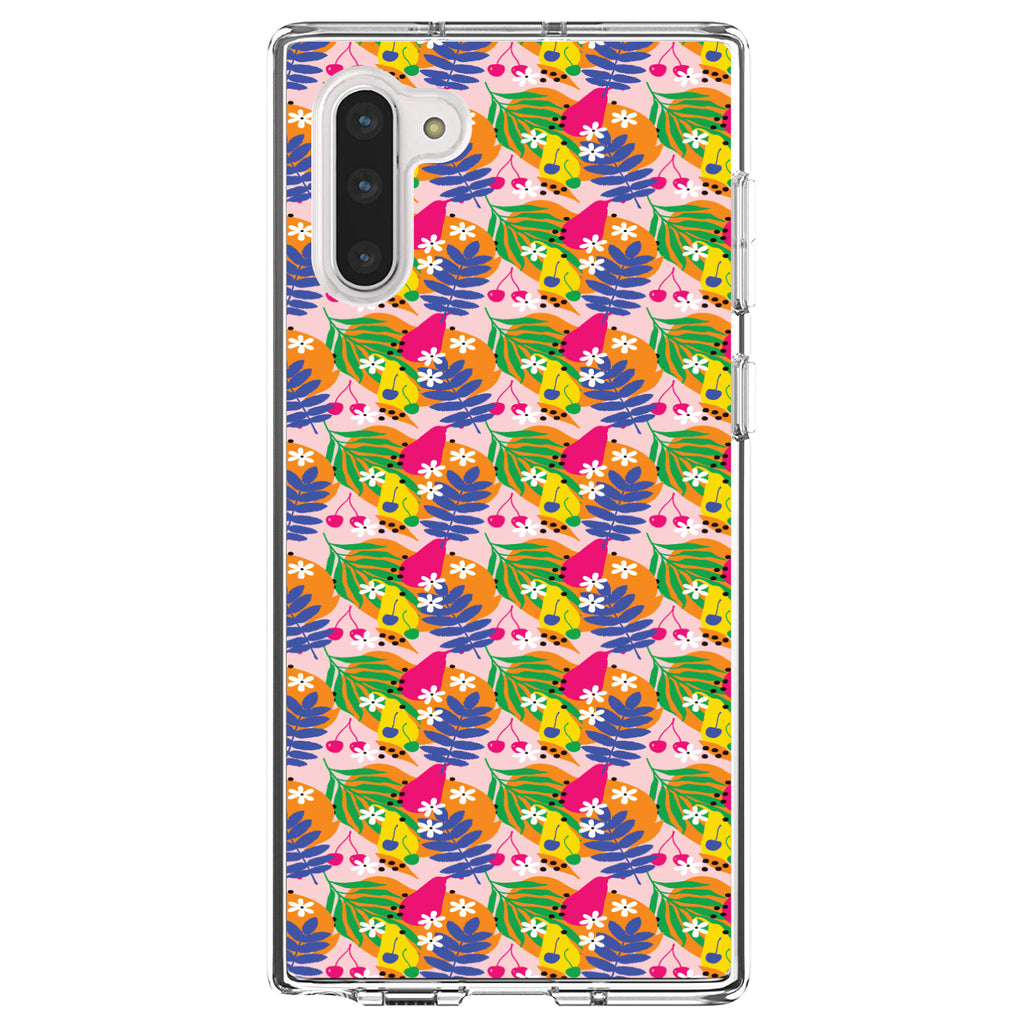 Summer Vibes Floral Pattern Blue Orange Pink Clear Shockproof iPhone Case, view 9