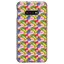 DistinctInk® Clear Shockproof Hybrid Case for Apple iPhone / Samsung Galaxy / Google Pixel - Summer Vibes Floral Pattern Blue Orange Pink