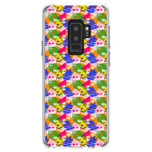 DistinctInk® Clear Shockproof Hybrid Case for Apple iPhone / Samsung Galaxy / Google Pixel - Summer Vibes Floral Pattern Blue Orange Pink