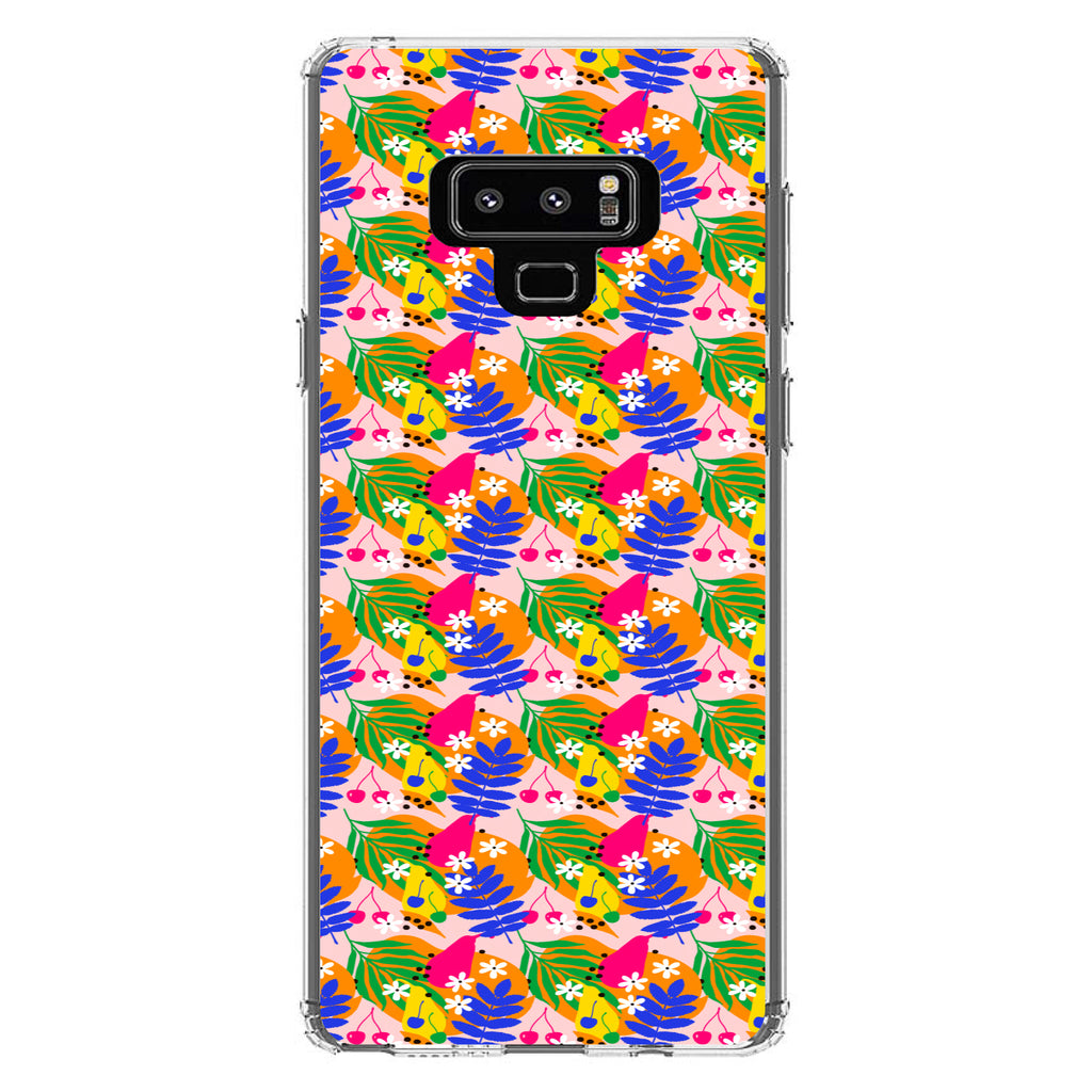 Summer Vibes Floral Pattern Blue Orange Pink Clear Shockproof iPhone Case, view 11