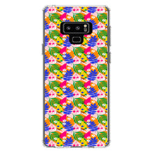 DistinctInk® Clear Shockproof Hybrid Case for Apple iPhone / Samsung Galaxy / Google Pixel - Summer Vibes Floral Pattern Blue Orange Pink