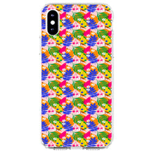 DistinctInk® Clear Shockproof Hybrid Case for Apple iPhone / Samsung Galaxy / Google Pixel - Summer Vibes Floral Pattern Blue Orange Pink