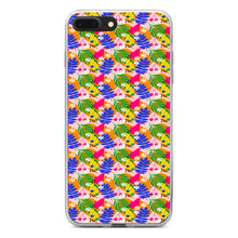 DistinctInk® Clear Shockproof Hybrid Case for Apple iPhone / Samsung Galaxy / Google Pixel - Summer Vibes Floral Pattern Blue Orange Pink