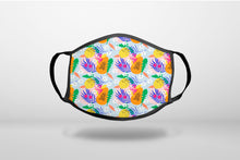 Summer Vibes Floral Pattern Orange Blue Green - 3-Ply Reusable Soft Face Mask Covering, Unisex, Cotton Inner Layer