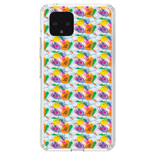 DistinctInk® Clear Shockproof Hybrid Case for Apple iPhone / Samsung Galaxy / Google Pixel - Summer Vibes Floral Pattern Orange Blue Green