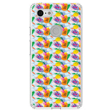 DistinctInk® Clear Shockproof Hybrid Case for Apple iPhone / Samsung Galaxy / Google Pixel - Summer Vibes Floral Pattern Orange Blue Green