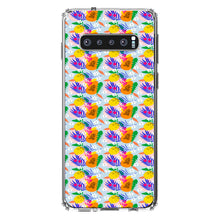 DistinctInk® Clear Shockproof Hybrid Case for Apple iPhone / Samsung Galaxy / Google Pixel - Summer Vibes Floral Pattern Orange Blue Green
