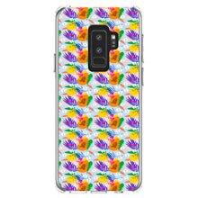 DistinctInk® Clear Shockproof Hybrid Case for Apple iPhone / Samsung Galaxy / Google Pixel - Summer Vibes Floral Pattern Orange Blue Green