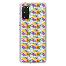 DistinctInk® Clear Shockproof Hybrid Case for Apple iPhone / Samsung Galaxy / Google Pixel - Summer Vibes Floral Pattern Orange Blue Green