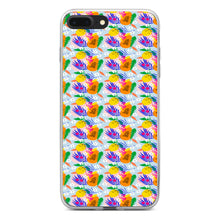DistinctInk® Clear Shockproof Hybrid Case for Apple iPhone / Samsung Galaxy / Google Pixel - Summer Vibes Floral Pattern Orange Blue Green