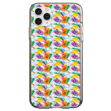 DistinctInk® Clear Shockproof Hybrid Case for Apple iPhone / Samsung Galaxy / Google Pixel - Summer Vibes Floral Pattern Orange Blue Green