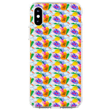 DistinctInk® Clear Shockproof Hybrid Case for Apple iPhone / Samsung Galaxy / Google Pixel - Summer Vibes Floral Pattern Orange Blue Green