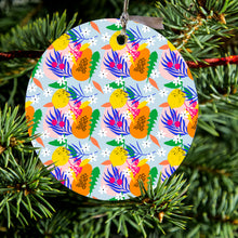 Summer Vibes Floral Pattern Orange Blue Green Ceramic Ornament