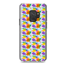 DistinctInk® Clear Shockproof Hybrid Case for Apple iPhone / Samsung Galaxy / Google Pixel - Summer Vibes Floral Pattern Orange Blue Green