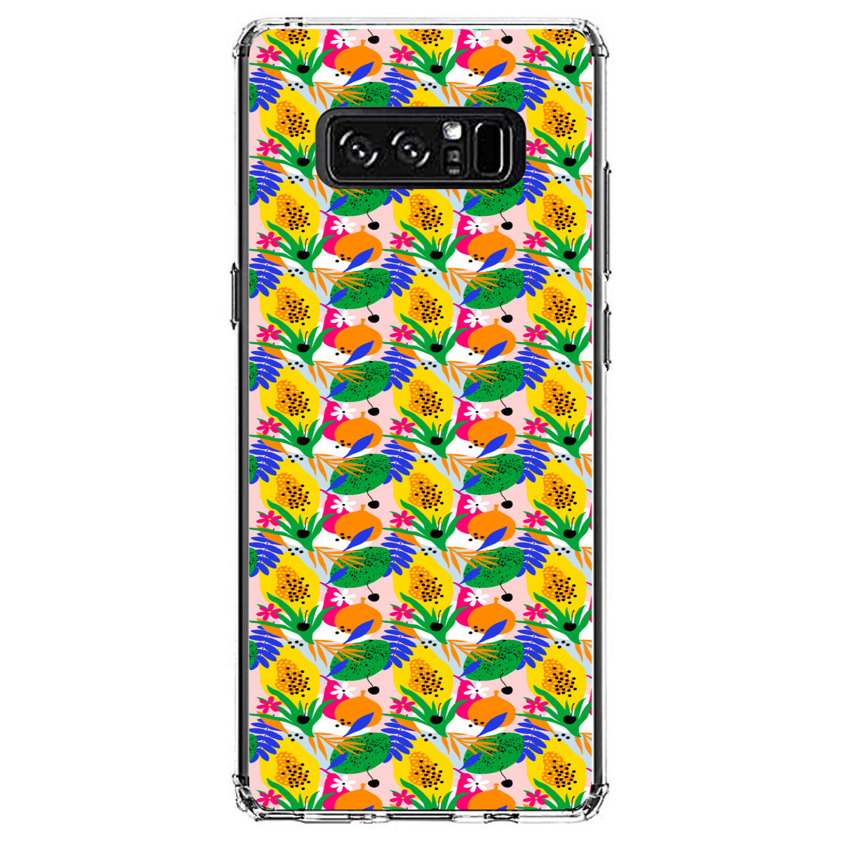 Summer Vibes Floral Pattern Green Yellow Blue Clear Shockproof iPhone Case, view 12