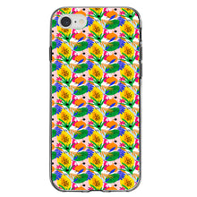 DistinctInk® Clear Shockproof Hybrid Case for Apple iPhone / Samsung Galaxy / Google Pixel - Summer Vibes Floral Pattern Green Yellow Blue