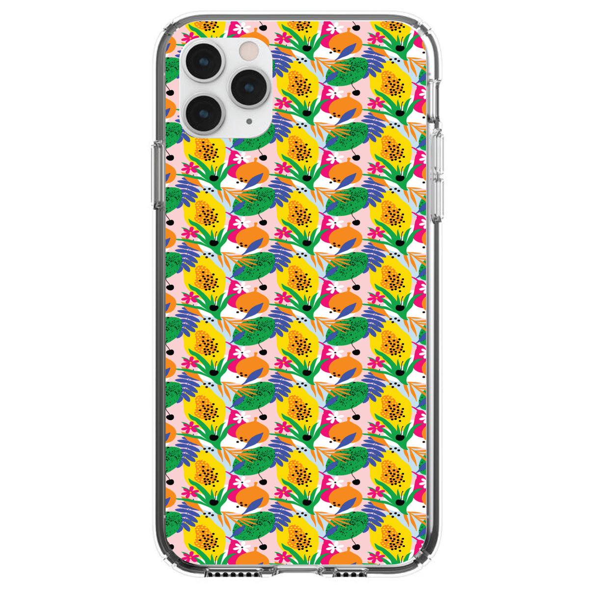 Summer Vibes Floral Pattern Green Yellow Blue Clear Shockproof iPhone Case