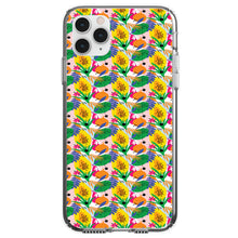 DistinctInk® Clear Shockproof Hybrid Case for Apple iPhone / Samsung Galaxy / Google Pixel - Summer Vibes Floral Pattern Green Yellow Blue