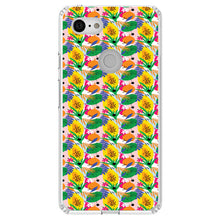 DistinctInk® Clear Shockproof Hybrid Case for Apple iPhone / Samsung Galaxy / Google Pixel - Summer Vibes Floral Pattern Green Yellow Blue