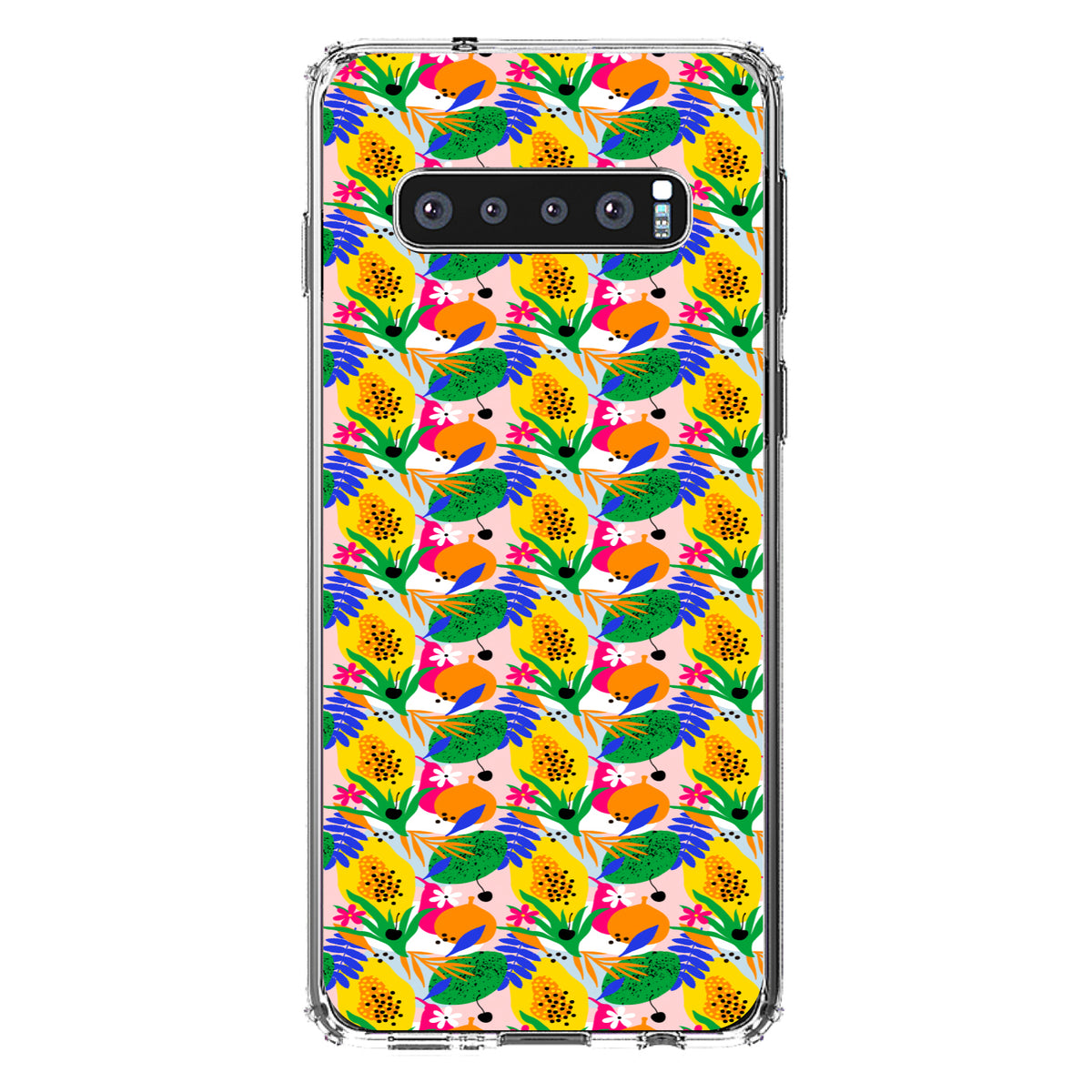 Summer Vibes Floral Pattern Green Yellow Blue Clear Shockproof iPhone Case, view 16