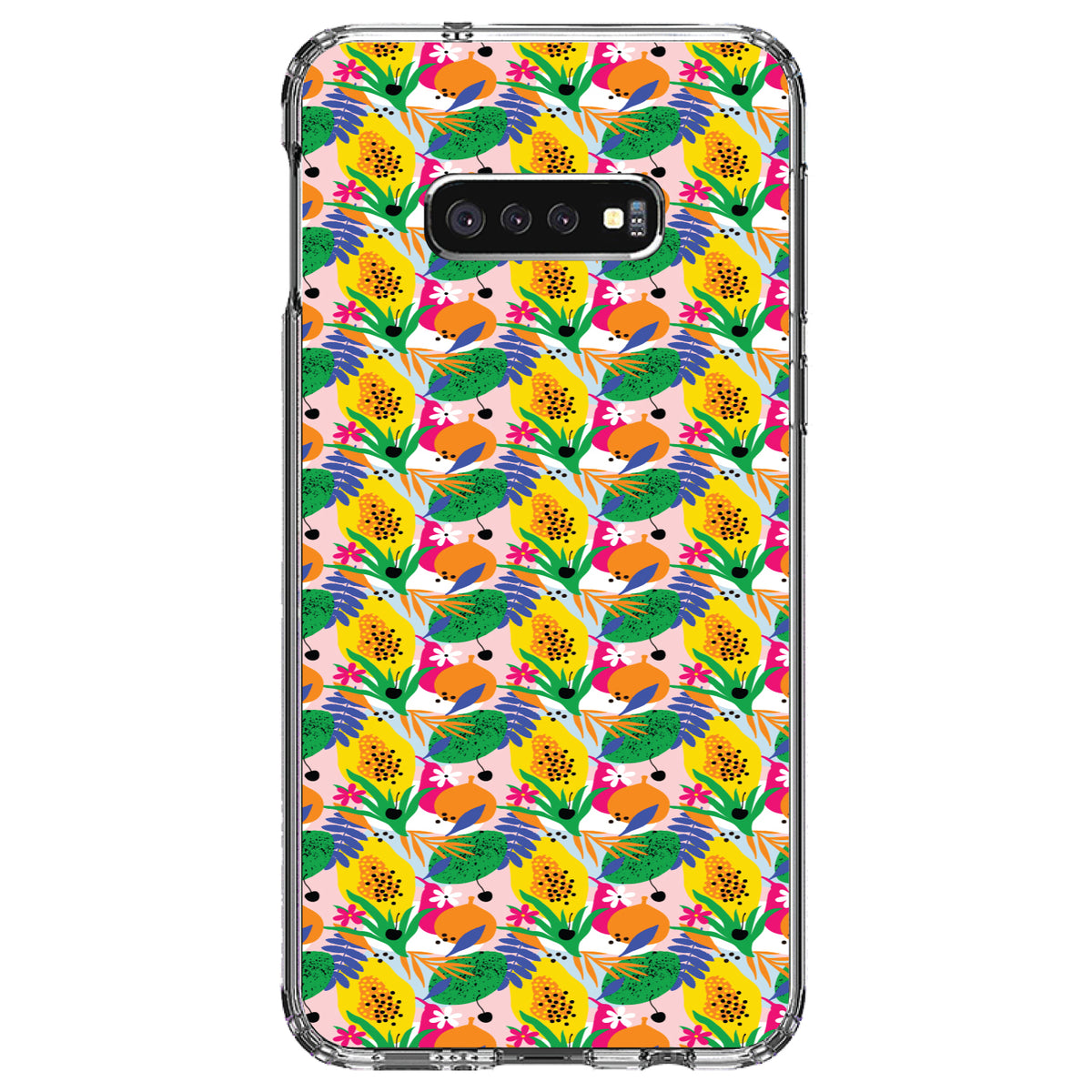 Summer Vibes Floral Pattern Green Yellow Blue Clear Shockproof iPhone Case, view 18