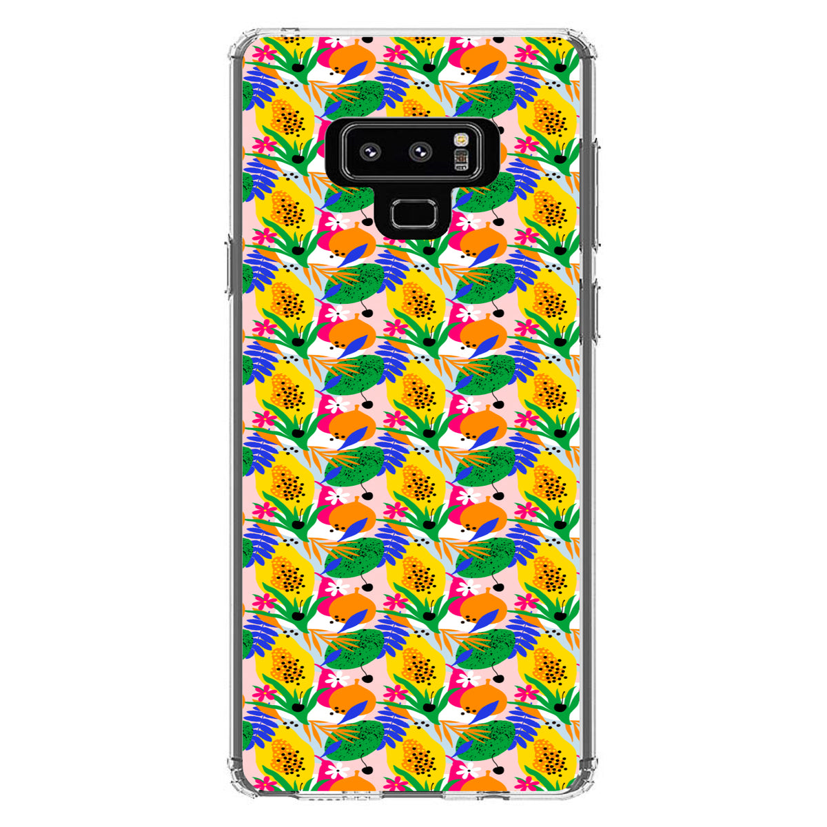 Summer Vibes Floral Pattern Green Yellow Blue Clear Shockproof iPhone Case, view 11
