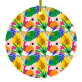 Summer Vibes Floral Pattern Green Yellow Blue Ceramic Ornament