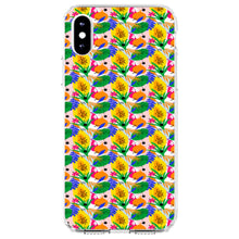 DistinctInk® Clear Shockproof Hybrid Case for Apple iPhone / Samsung Galaxy / Google Pixel - Summer Vibes Floral Pattern Green Yellow Blue