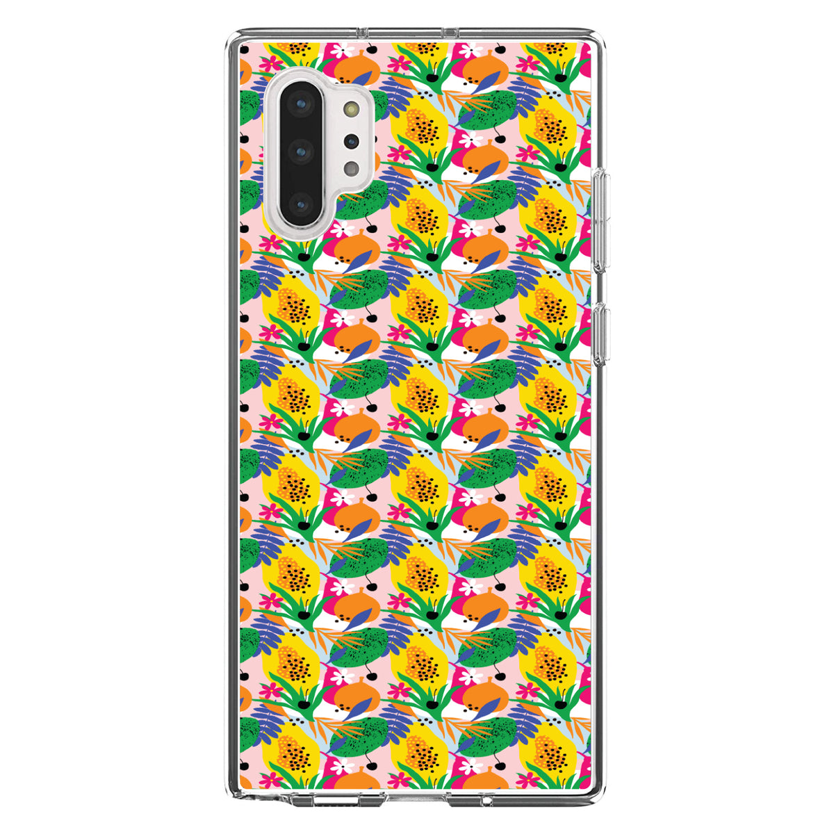 Summer Vibes Floral Pattern Green Yellow Blue Clear Shockproof iPhone Case, view 10