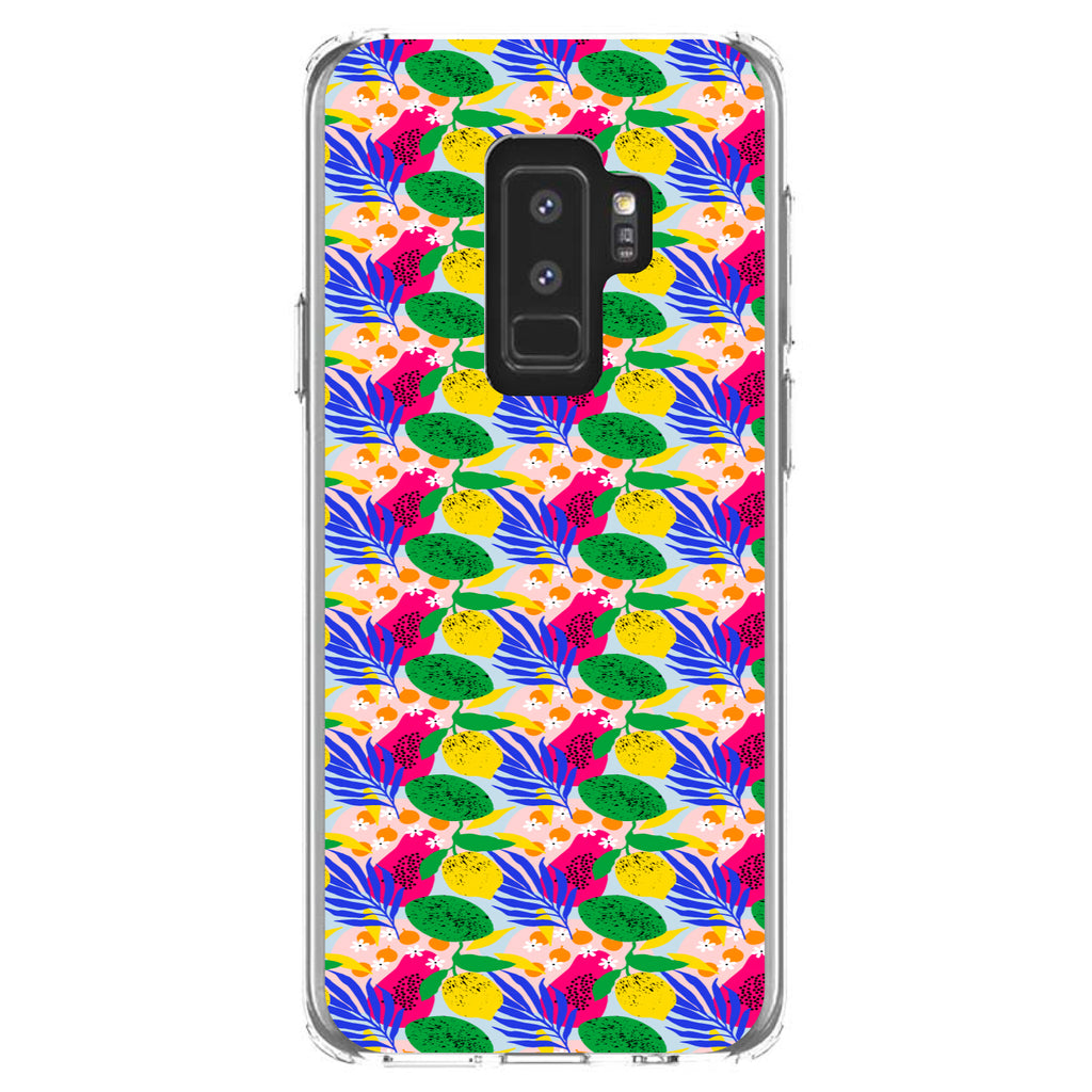 Summer Vibes Floral Pattern Pink Green Yellow Clear Shockproof iPhone Case, view 20